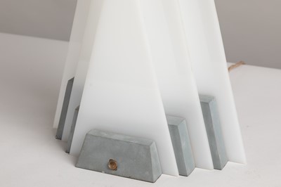 Lot 83 - An aluminium and white acrylic 'pyramid' table lamp
