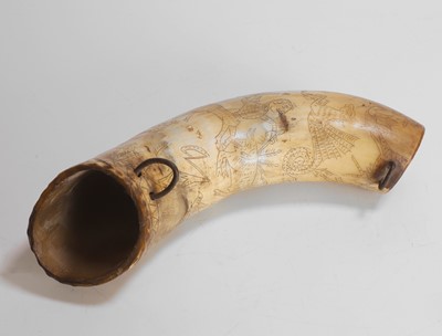 Lot 296 - A Spanish carved cow horn