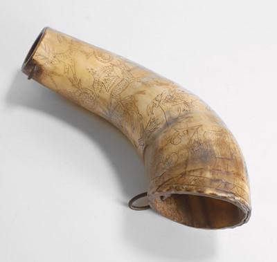 Lot 296 - A Spanish carved cow horn