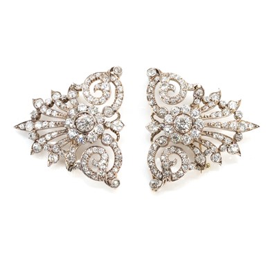 Lot 55 - A set of two old cut diamond brooches