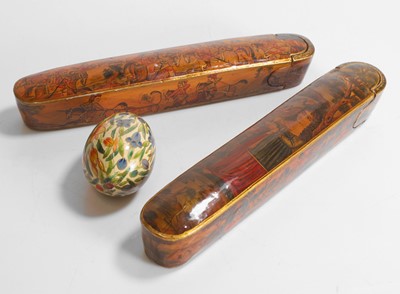 Lot 288 - Two papier mâché pen boxes or 'qalamdans'