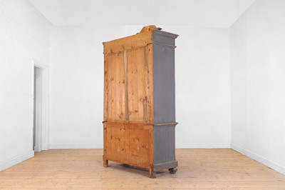 Lot 38 - A small painted pine linen press