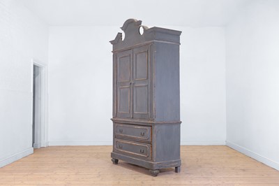 Lot 38 - A small painted pine linen press