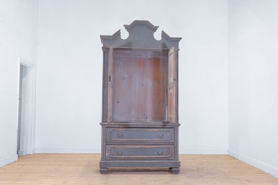 Lot 38 - A small painted pine linen press