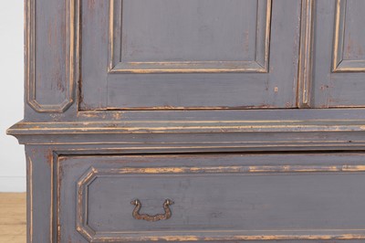Lot 38 - A small painted pine linen press