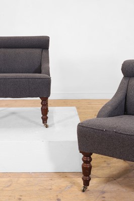 Lot 46 - A pair of upholstered low chairs