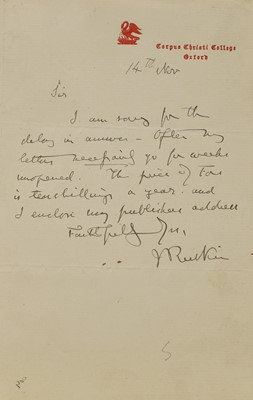 Lot 255 - John Ruskin (1819-1900)