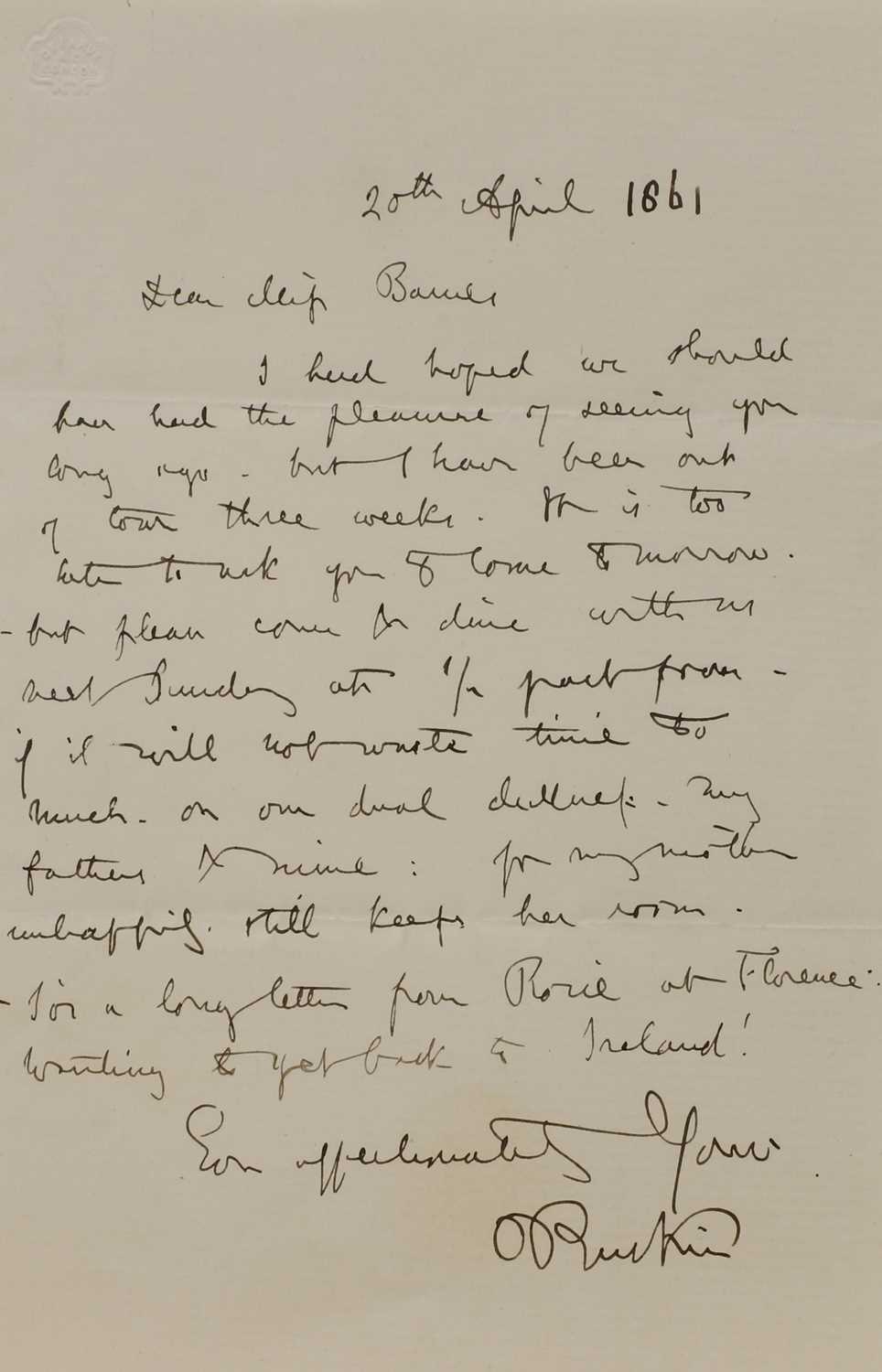 Lot 234 - John Ruskin (1819-1900)