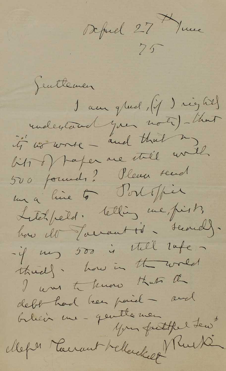 Lot 219 - John Ruskin (1819-1900)