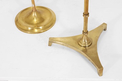 Lot 67 - Two polished brass faux bamboo floor lamps
