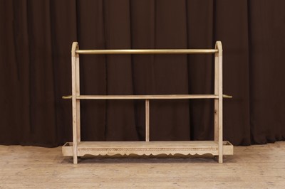 Lot 53 - A large ash, brass and cane luggage stand