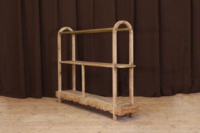 Lot 53 - A large ash, brass and cane luggage stand