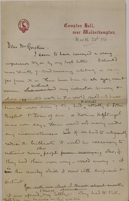 Lot 250 - John Ruskin (1819-1900)