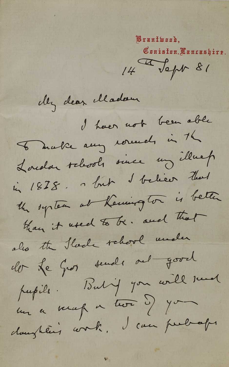 Lot 222 - John Ruskin (1819-1900)