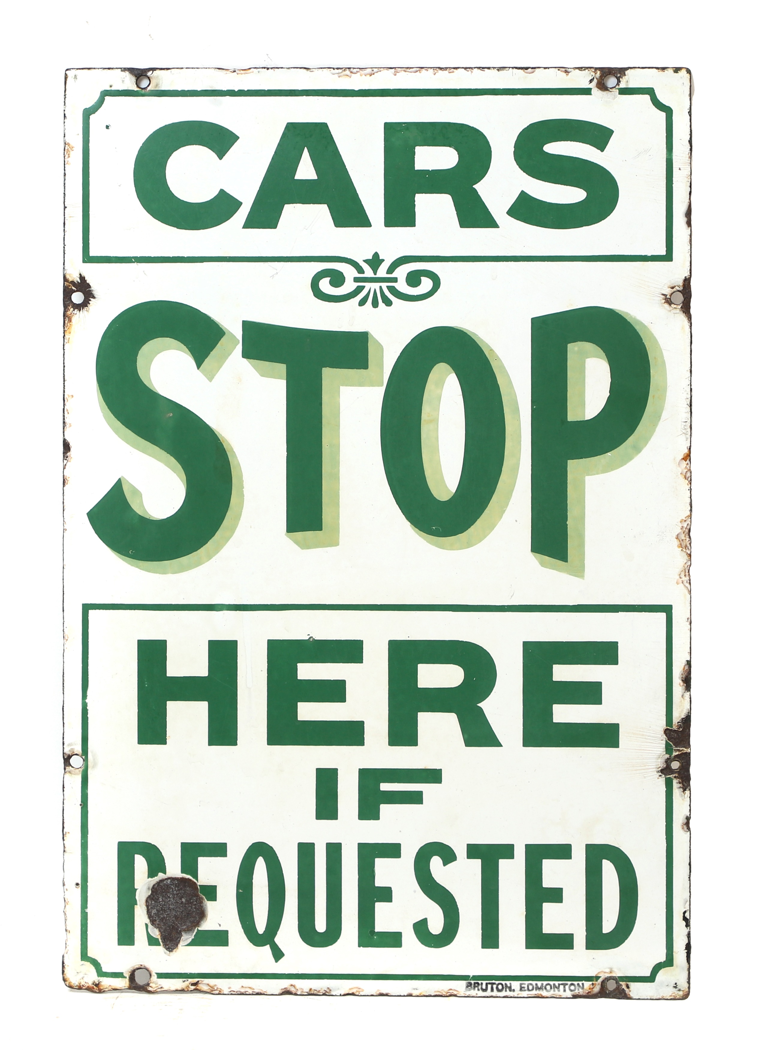 Lot 9 - A 'Cars Stop Here If Requested' sign,