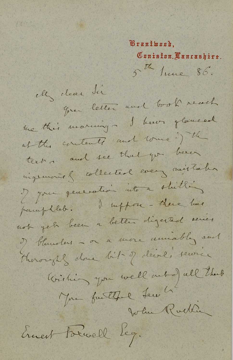 Lot 231 - John Ruskin (1819-1900)