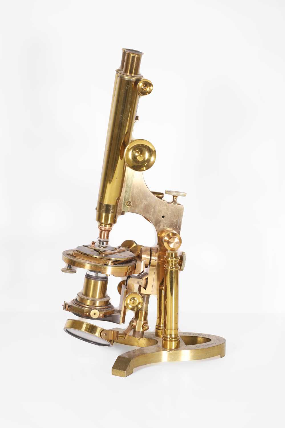 Lot 187 - A brass binocular microscope