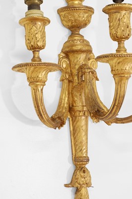 Lot 63 - A pair of Louis XVI-style carved giltwood and composition wall lights