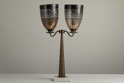 Lot 394 - A neoclassical brass table lamp
