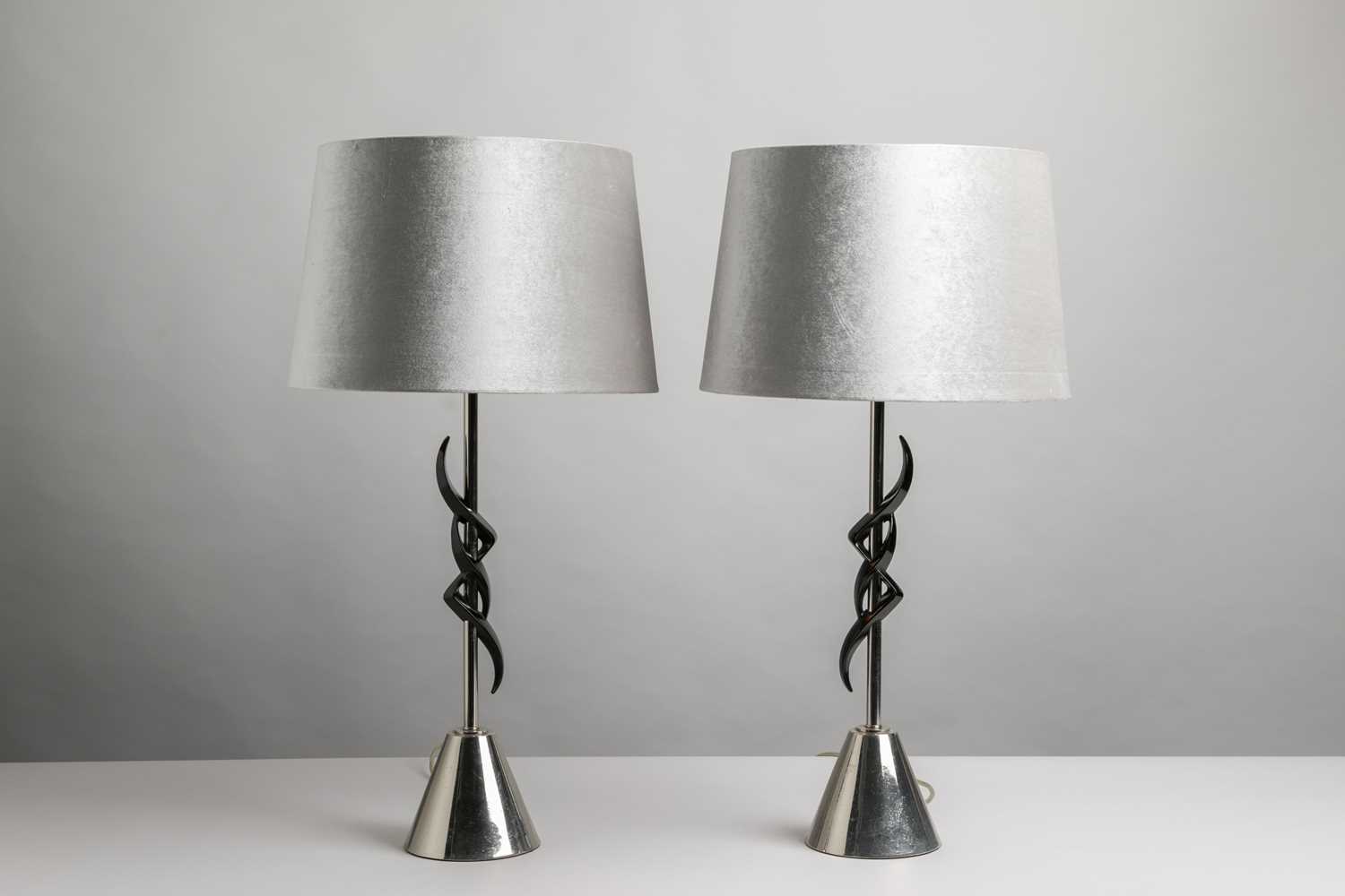 Lot 235 - A pair of chrome table lamps