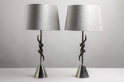 Lot 235 - A pair of chrome table lamps