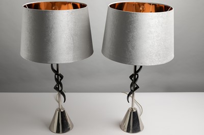 Lot 235 - A pair of chrome table lamps