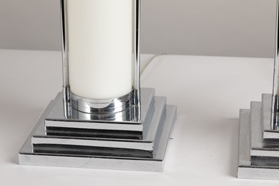 Lot 2 - A pair of Art Deco-style chrome uplighter table lamps