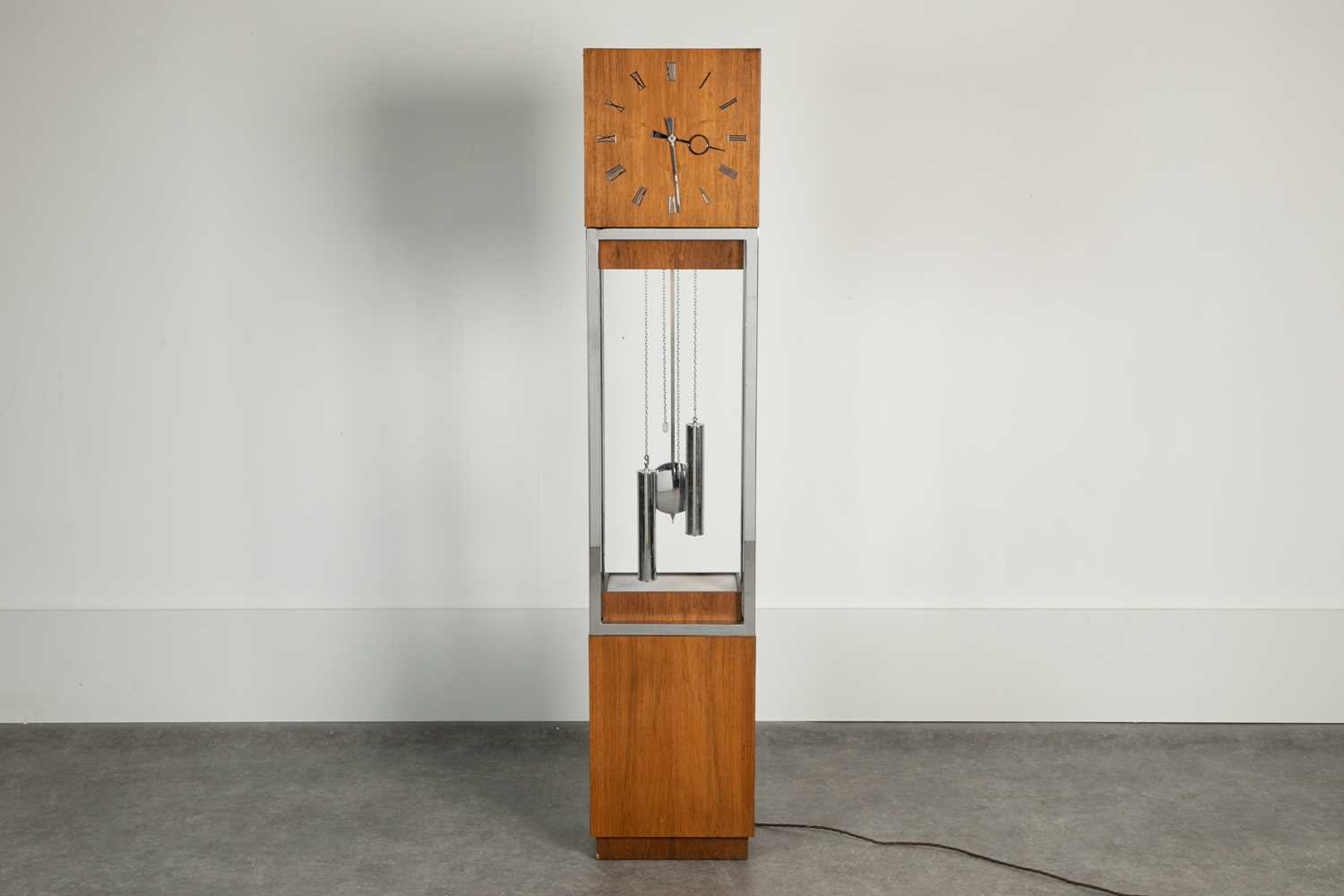 Lot 216 - An American walnut and chrome-mounted clock