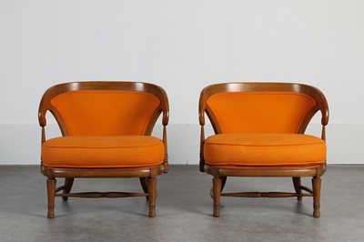 Lot 406 - A pair of walnut armchairs
