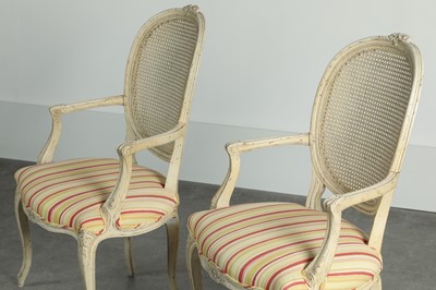Lot 203 - A pair of painted armchairs