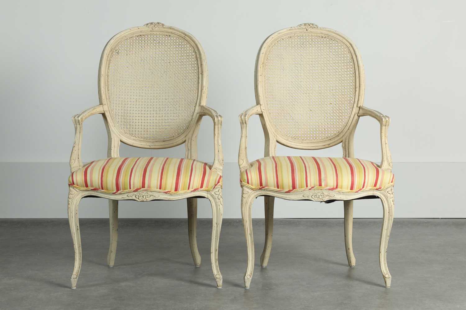 Lot 203 - A pair of painted armchairs