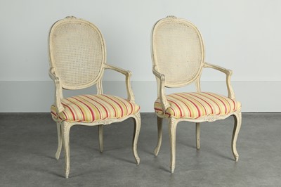 Lot 203 - A pair of painted armchairs