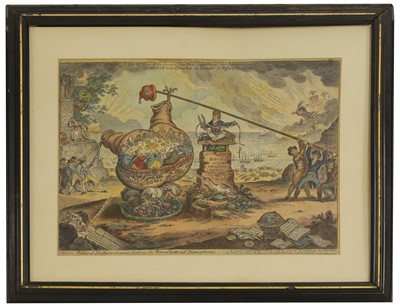 Lot 35 - GILLRAY, James: Political Mathematician's, Shaking the Broad bottomed hemispheres