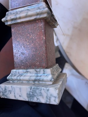 Lot 357 - A pair of grand tour porphyry and white marble obelisks