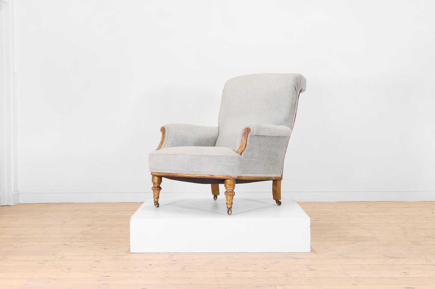 Lot 28 - A late Victorian upholstered armchair by William Bertram & Sons, London
