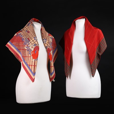 Lot 1410 - Two patterned silk scarves