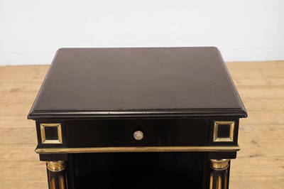 Lot 42 - A pair of Directoire-style ebonised bedside cabinets