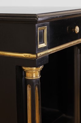 Lot 42 - A pair of Directoire-style ebonised bedside cabinets