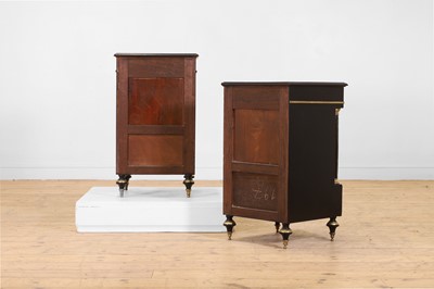 Lot 42 - A pair of Directoire-style ebonised bedside cabinets