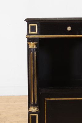 Lot 42 - A pair of Directoire-style ebonised bedside cabinets