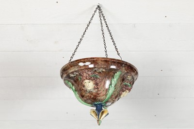 Lot 182 - A majolica pottery ceiling light