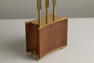 Lot 10 - A brass and wood table lamp