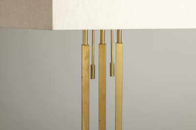 Lot 10 - A brass and wood table lamp