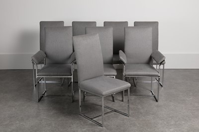 Lot 413 - A set of eight steel high-back dining chairs