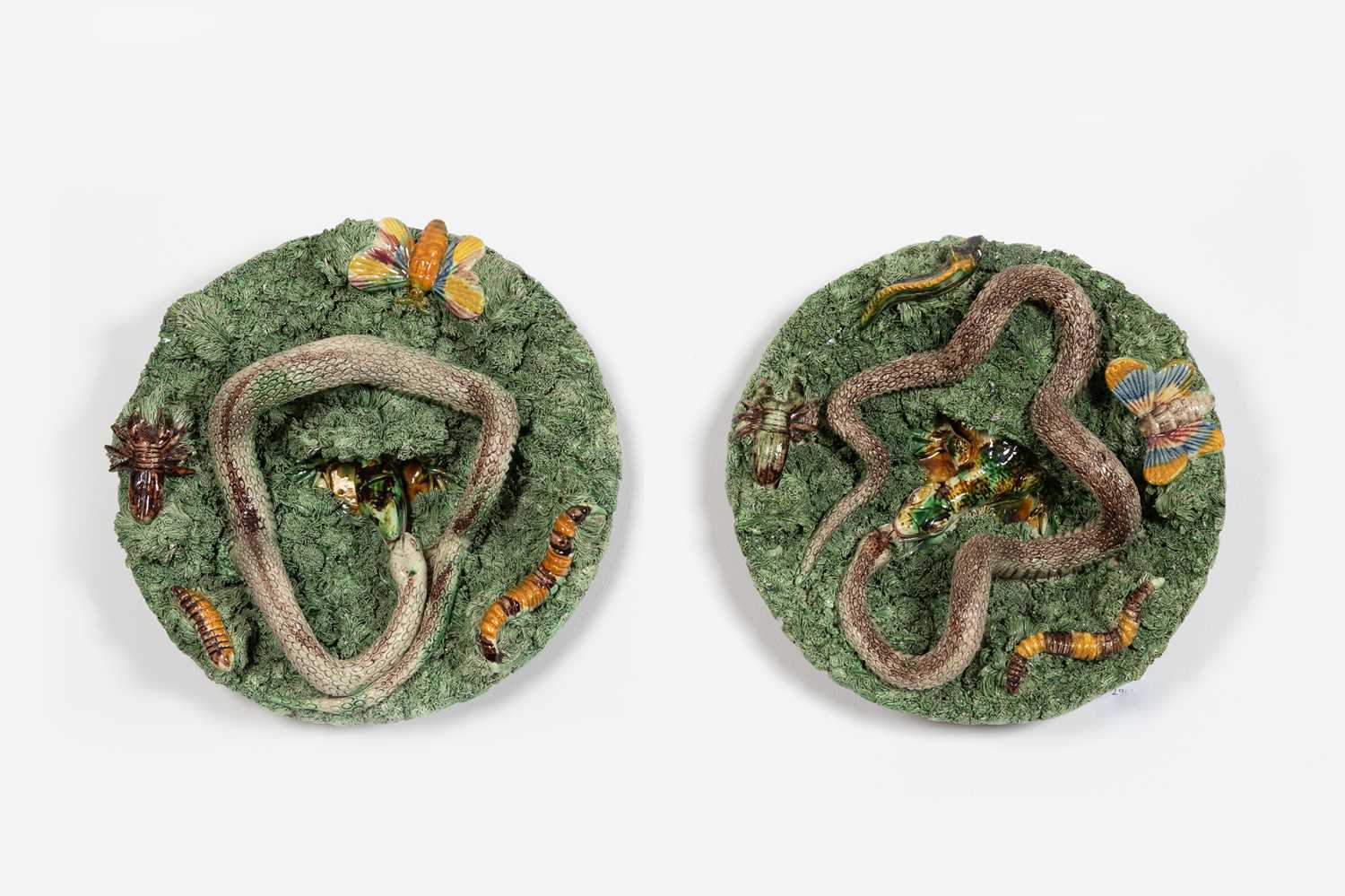 Lot 183 - A pair of Palissy ware dishes