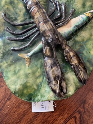 Lot 185 - A Palissy ware shaped plaque