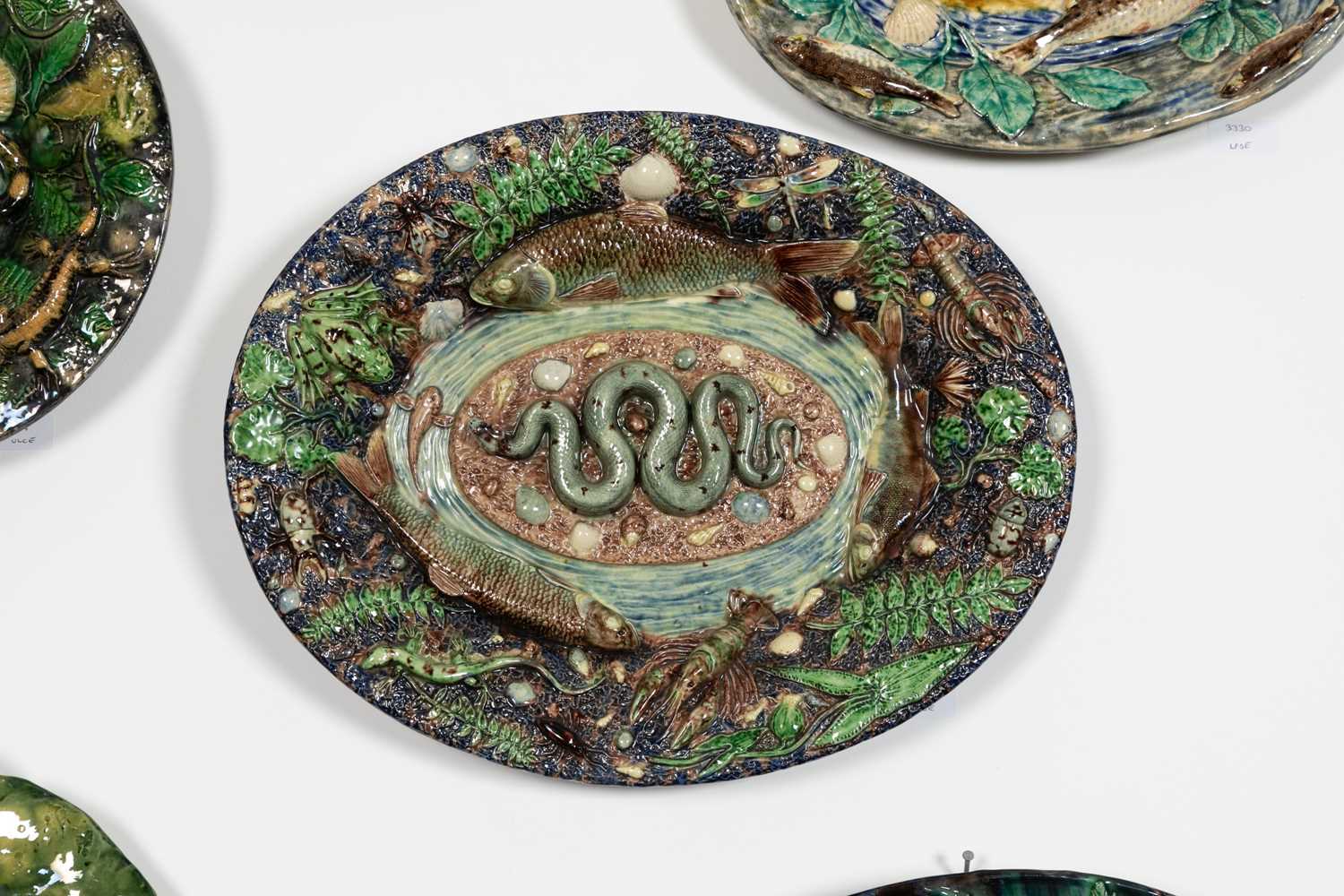 Lot 187 - A Palissy ware-style large oval dish
