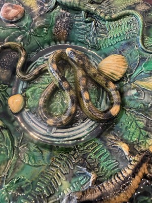 Lot 188 - A Palissy ware dish by Alfred Renoleau