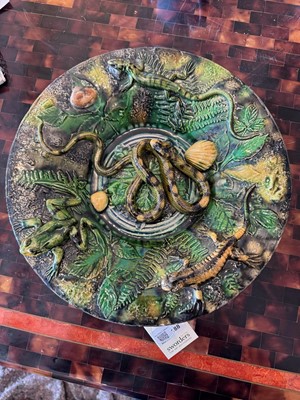 Lot 188 - A Palissy ware dish by Alfred Renoleau