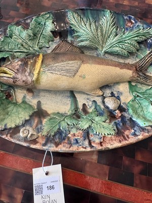 Lot 186 - A Palissy ware oval dish by Achille Barbizet